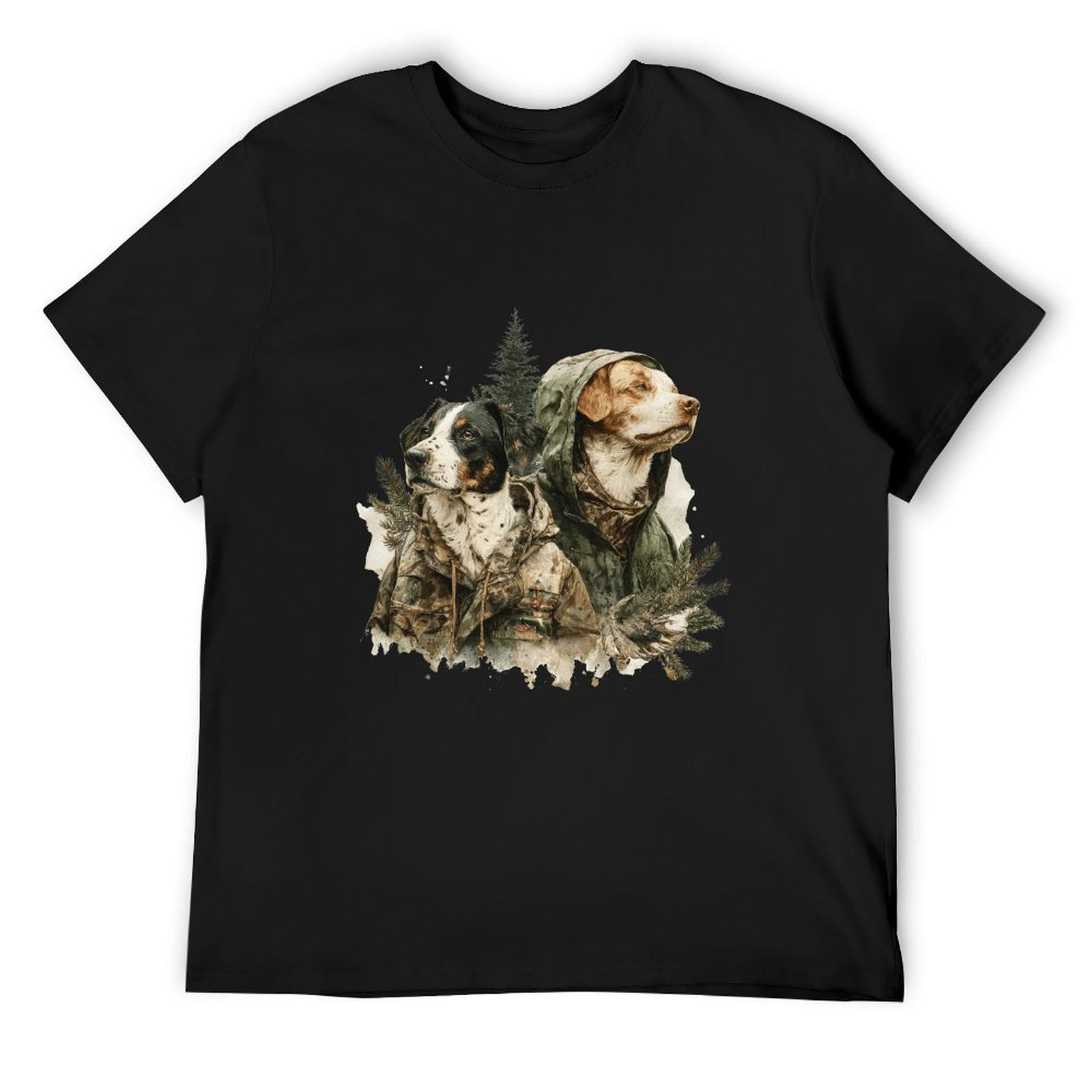 Hunting Outdoor Apparel - Maglietta Nera con Grafica Camo Caccia
